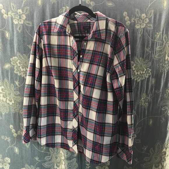 Talbots 100% cotton red plaid button up shirt size S - Picture 1 of 3